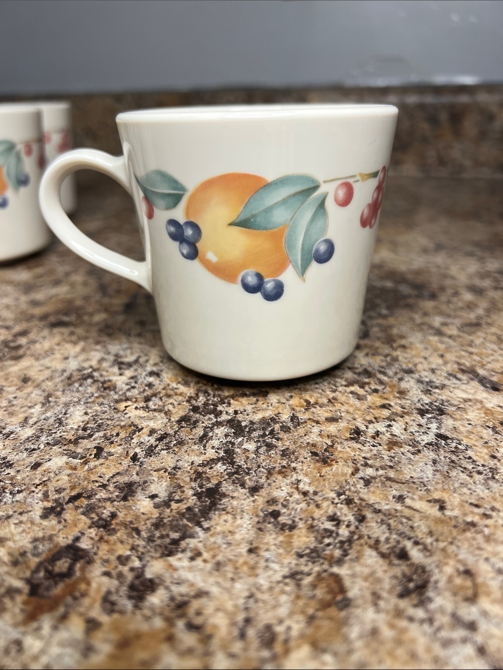 VINTAGE Corningware USA Abundance Coffee Tea Mug Fruit Pattern (Set of 6)